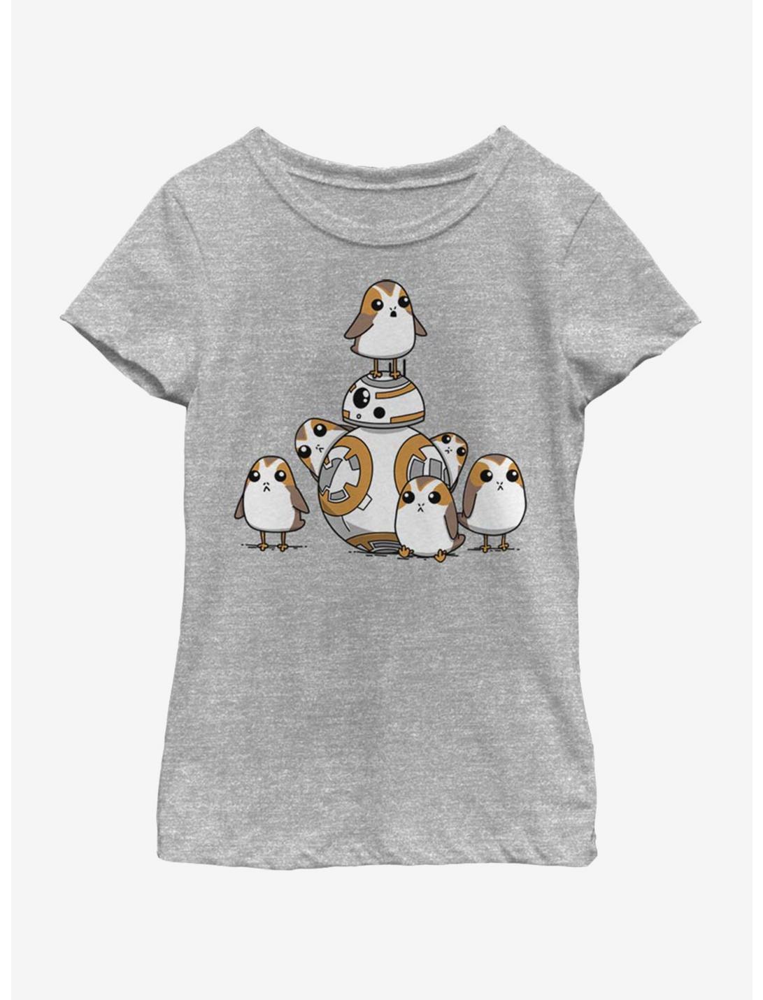 Star Wars: The Last Jedi BB8 and Porgs Youth Girls T-Shirt, ATH HTR, hi-res