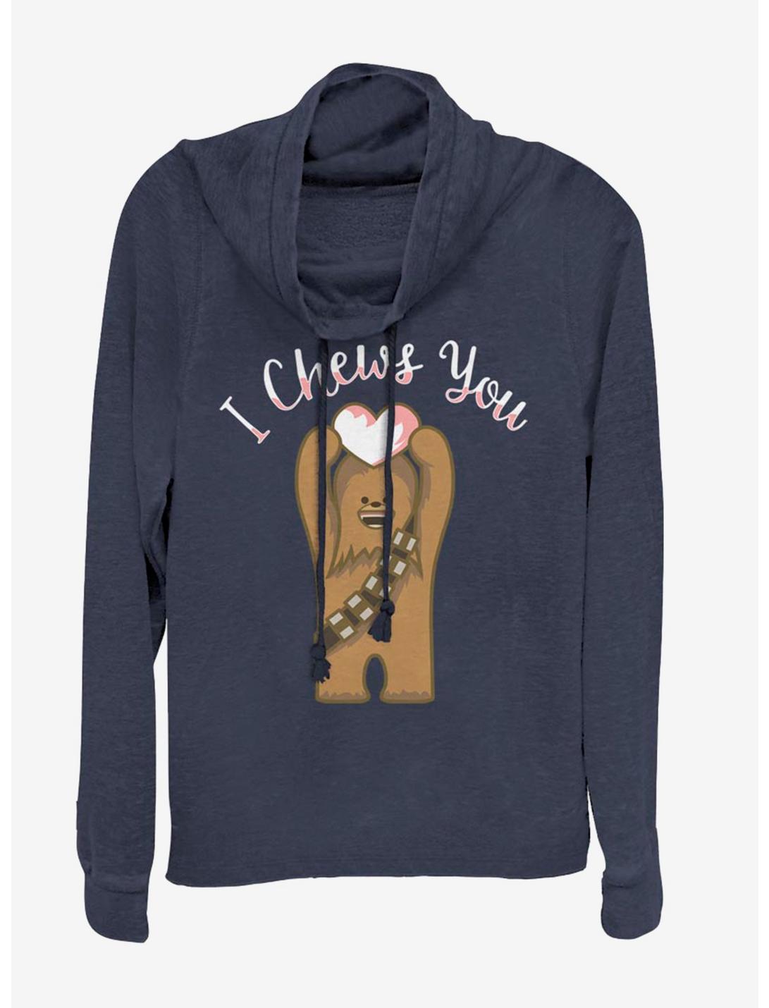 Star Wars Chewse You Cowlneck Long-Sleeve Womens Top, NAVY, hi-res