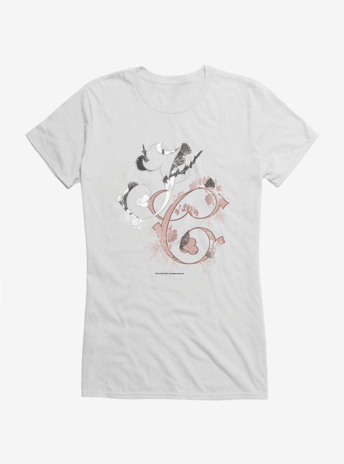Outlander Jamie and Claire Initials Typography Girls T-Shirt, WHITE, hi-res