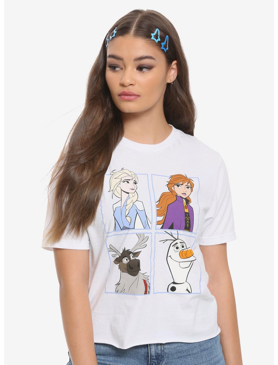 Disney Frozen 2 Characters Girls Crop T-Shirt, MULTI, hi-res