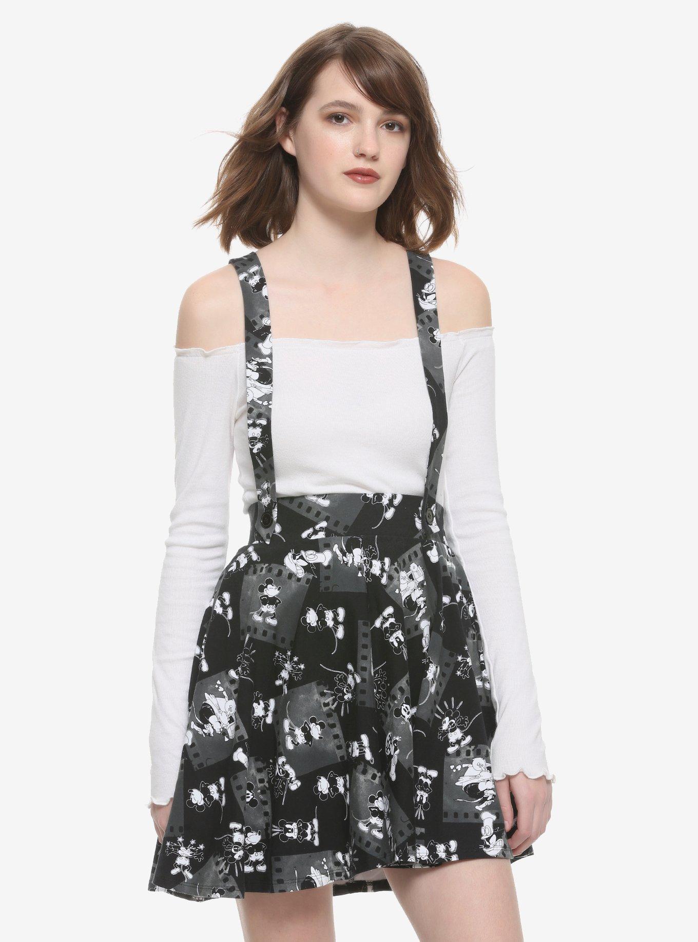 Disney Mickey Mouse Black & White Movie Suspender Skirt