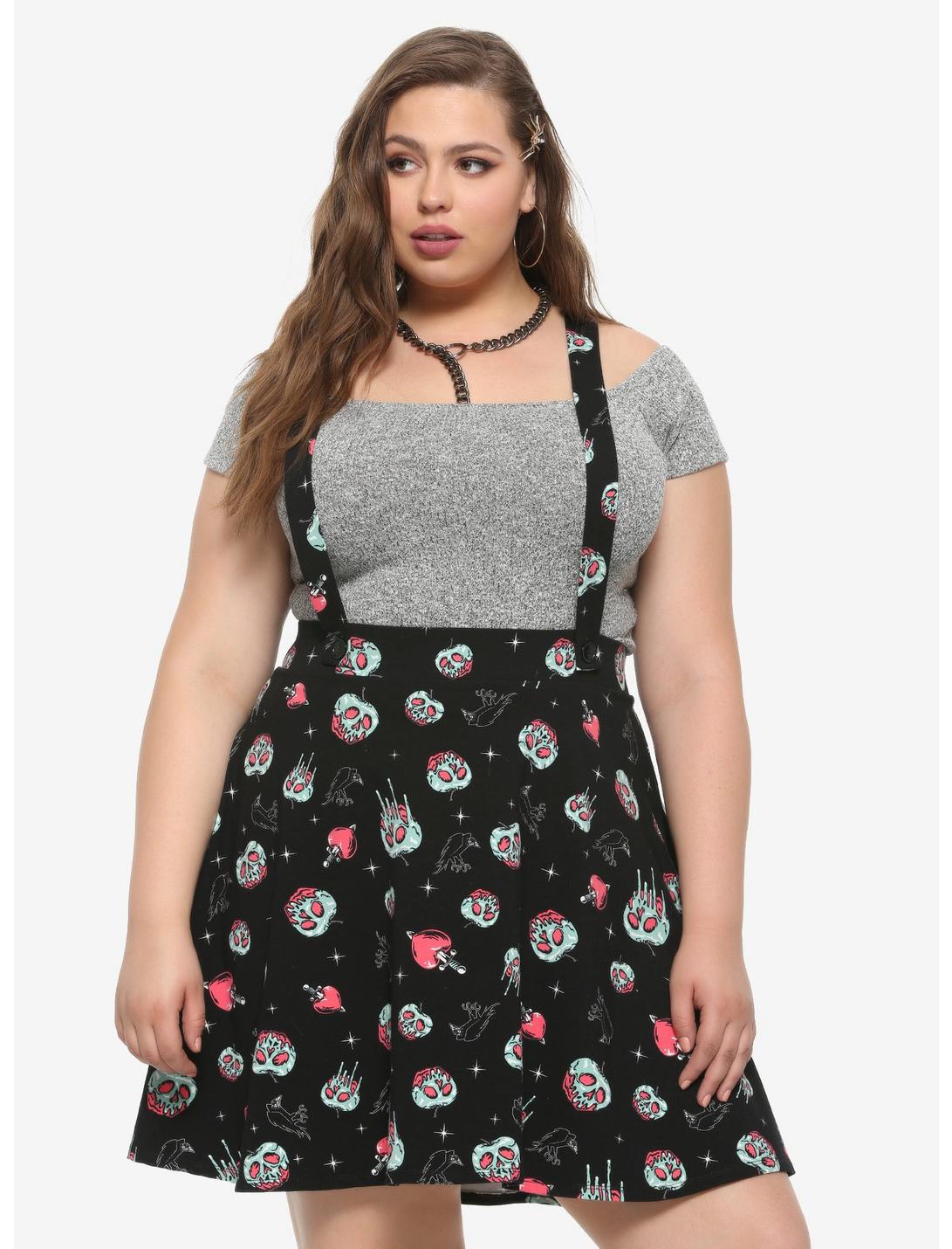 Disney Snow White And The Seven Dwarfs Poison Apple Suspender Skirt Plus Size, BLACK, hi-res