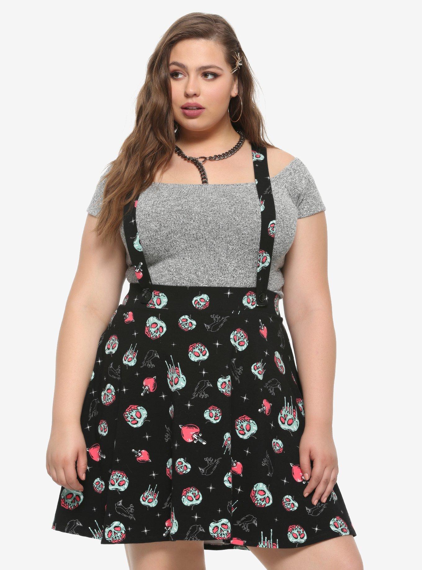 Disney Snow White And The Seven Dwarfs Poison Apple Suspender Skirt Plus Size, BLACK, hi-res