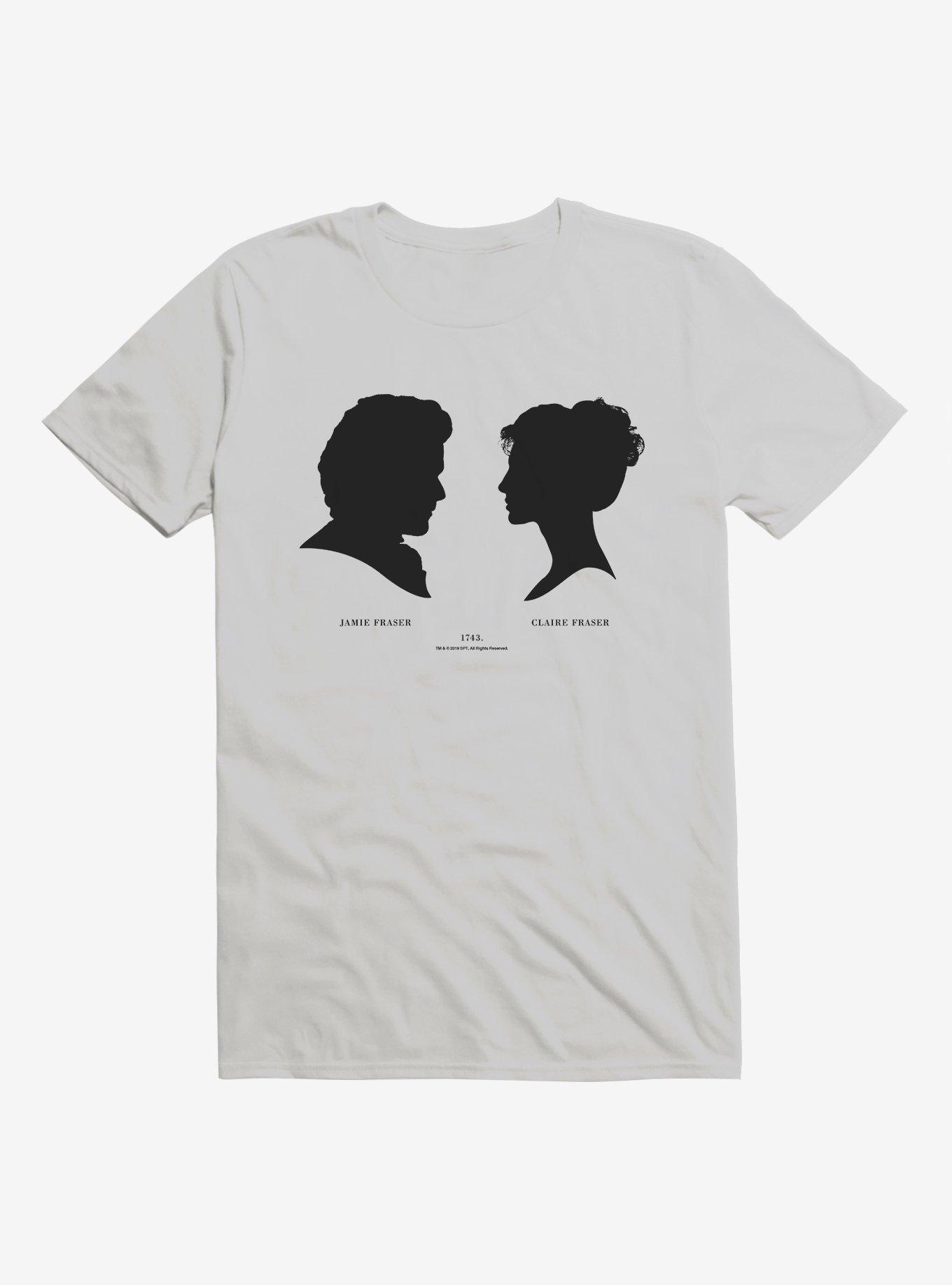 Outlander Claire and Jamie Silhouette T-Shirt, SILVER, hi-res
