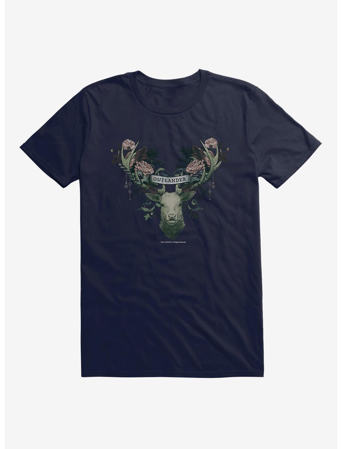 Outlander Floral Deer T-Shirt, NAVY, hi-res