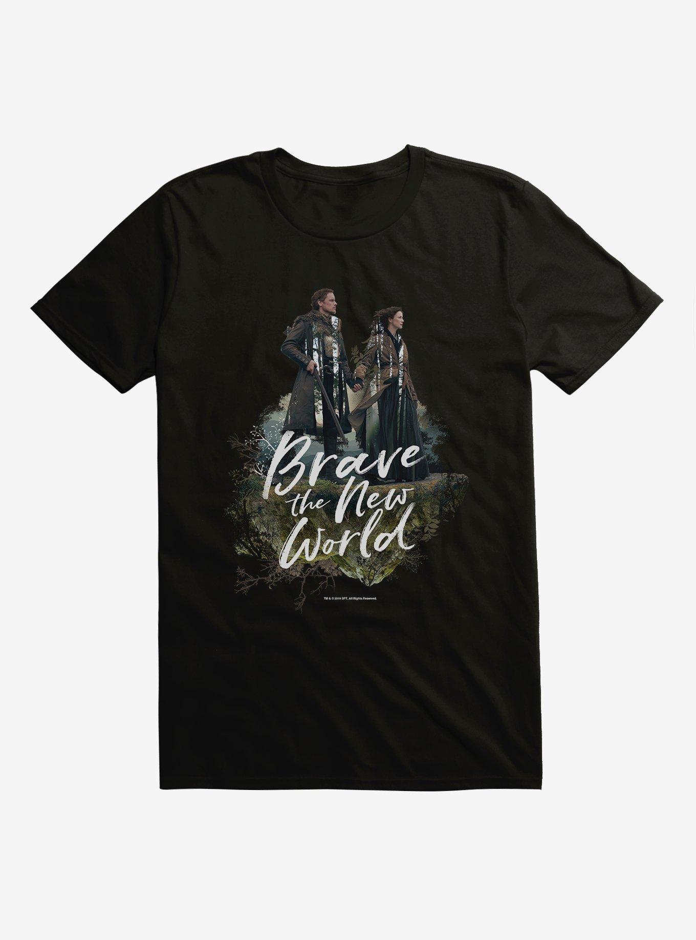 Outlander Jamie Claire Brave New World Poster T-Shirt, BLACK, hi-res