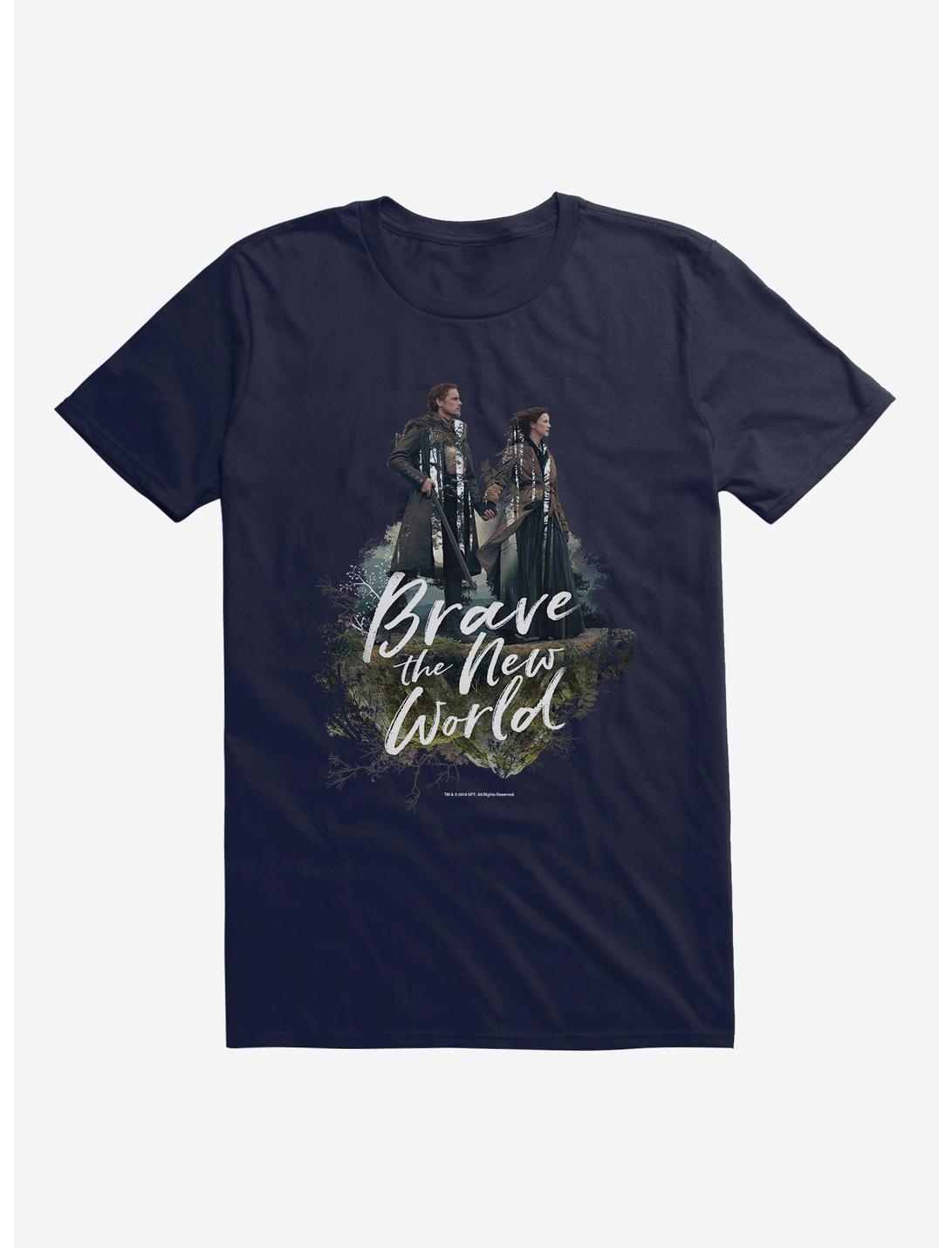 Outlander Jamie Claire Brave New World Poster T-Shirt, NAVY, hi-res