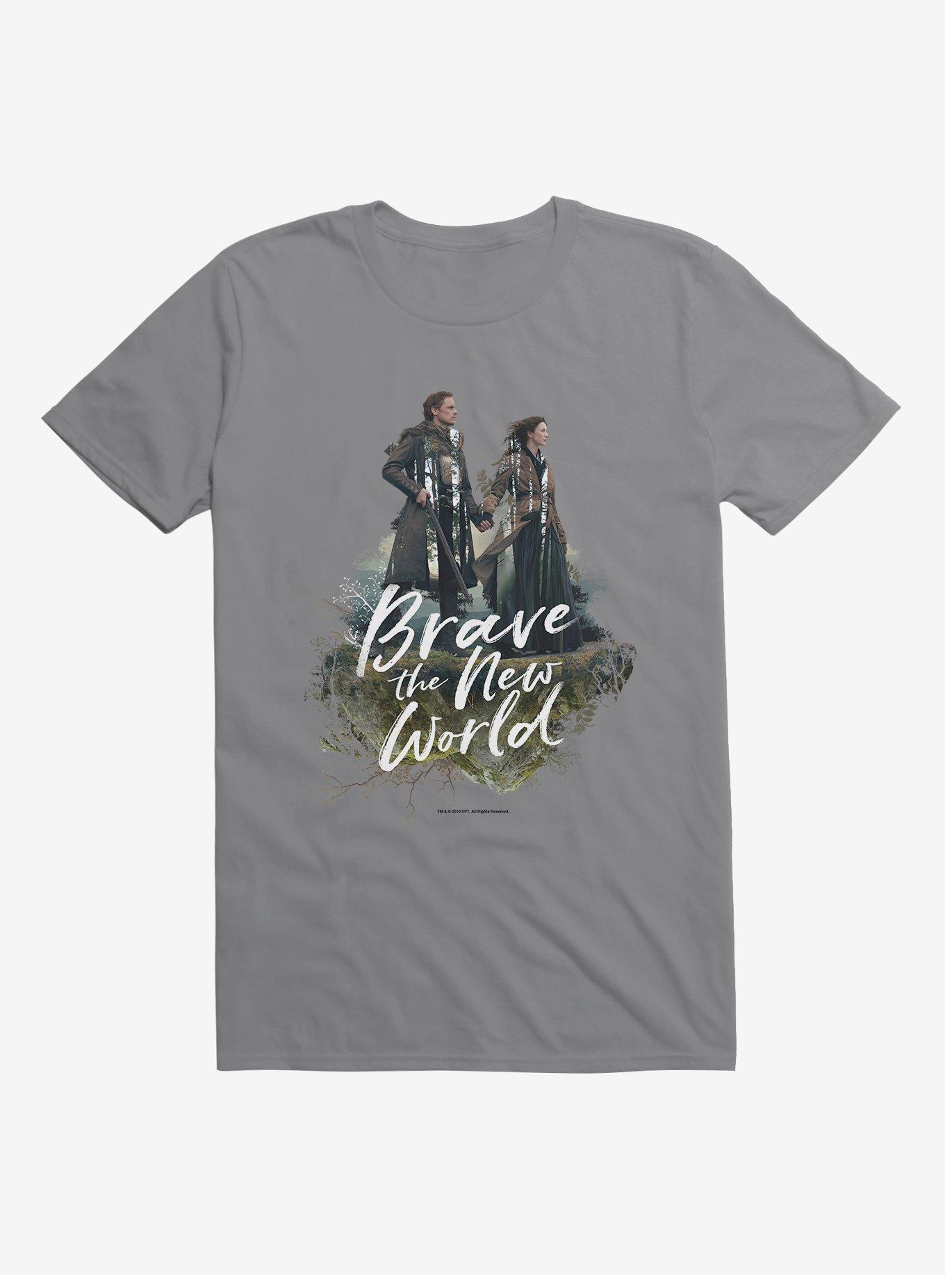 Outlander Jamie Claire Brave New World Poster T-Shirt, STORM GREY, hi-res