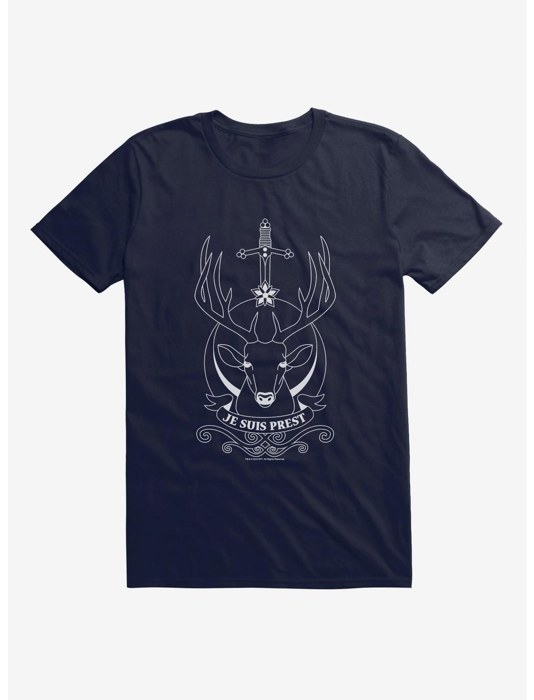 Outlander Deer Je Suis Prest Emblem T-Shirt, NAVY, hi-res