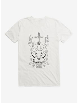 Outlander Deer Je Suis Prest Emblem T-Shirt, WHITE, hi-res