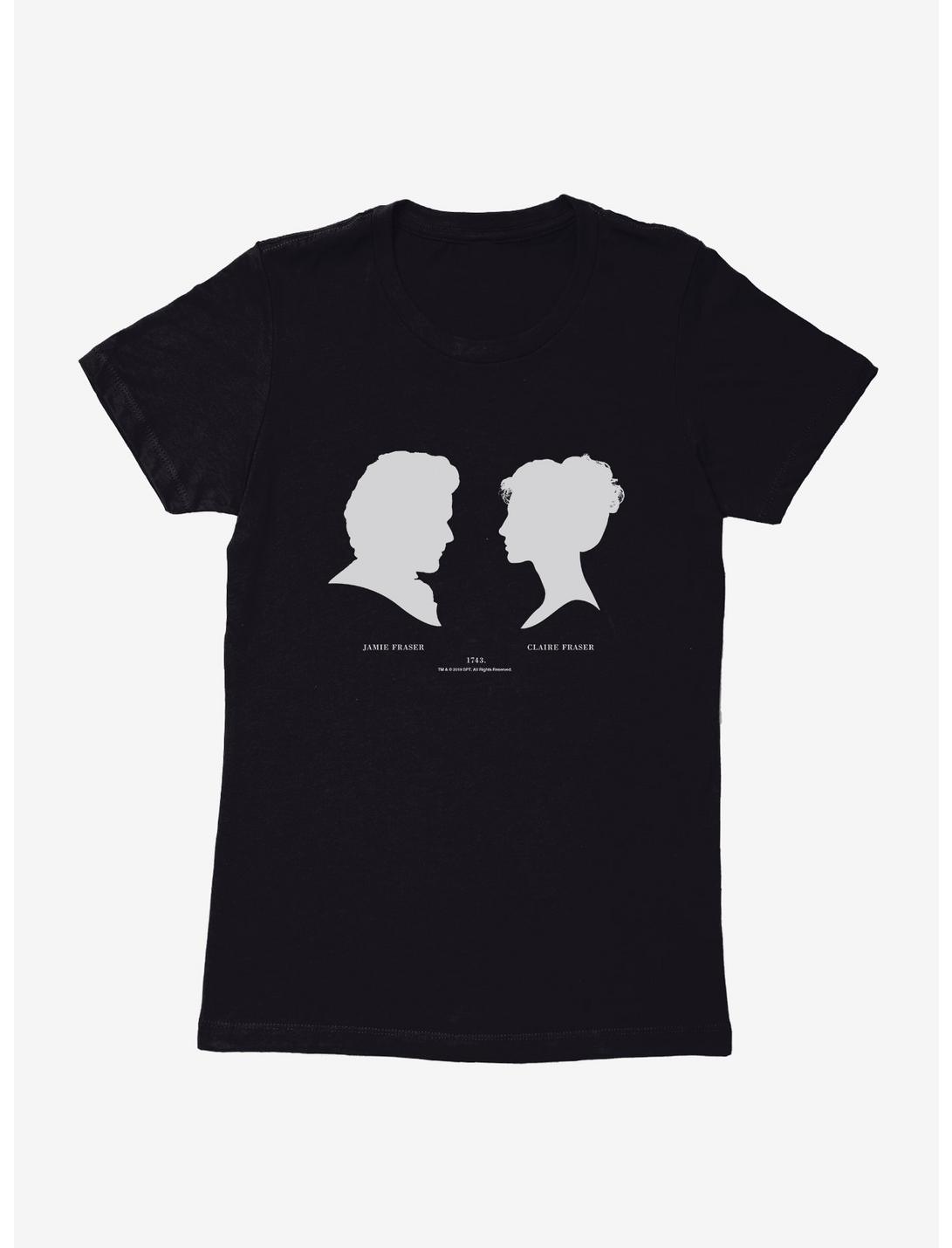 Outlander Claire and Jamie Silhouette Womens T-Shirt, BLACK, hi-res