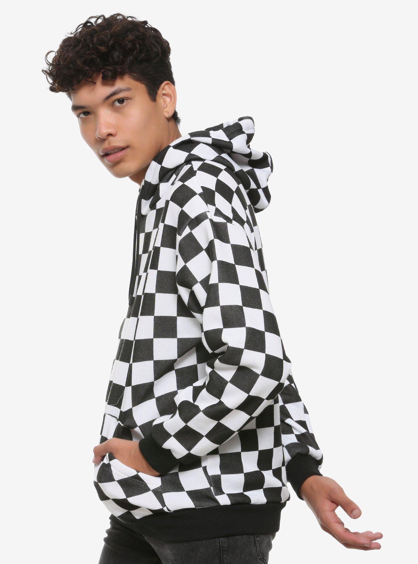 White & Black Check Hoodie, MULTI, hi-res