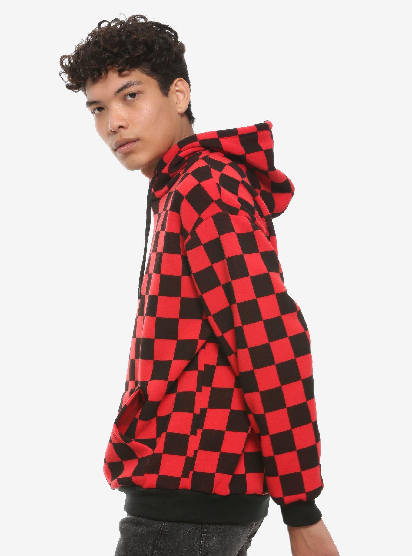 Black checkered hoodie sale