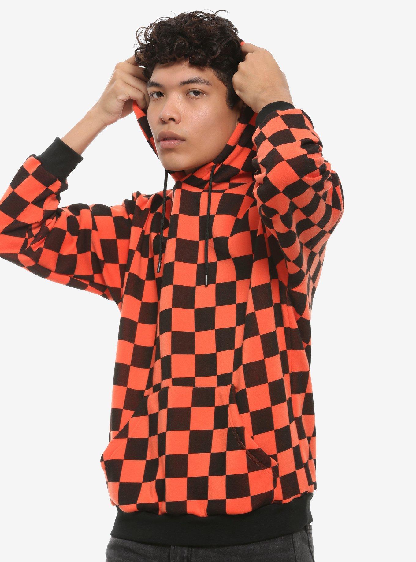 Orange & Black Check Hoodie, MULTI, hi-res