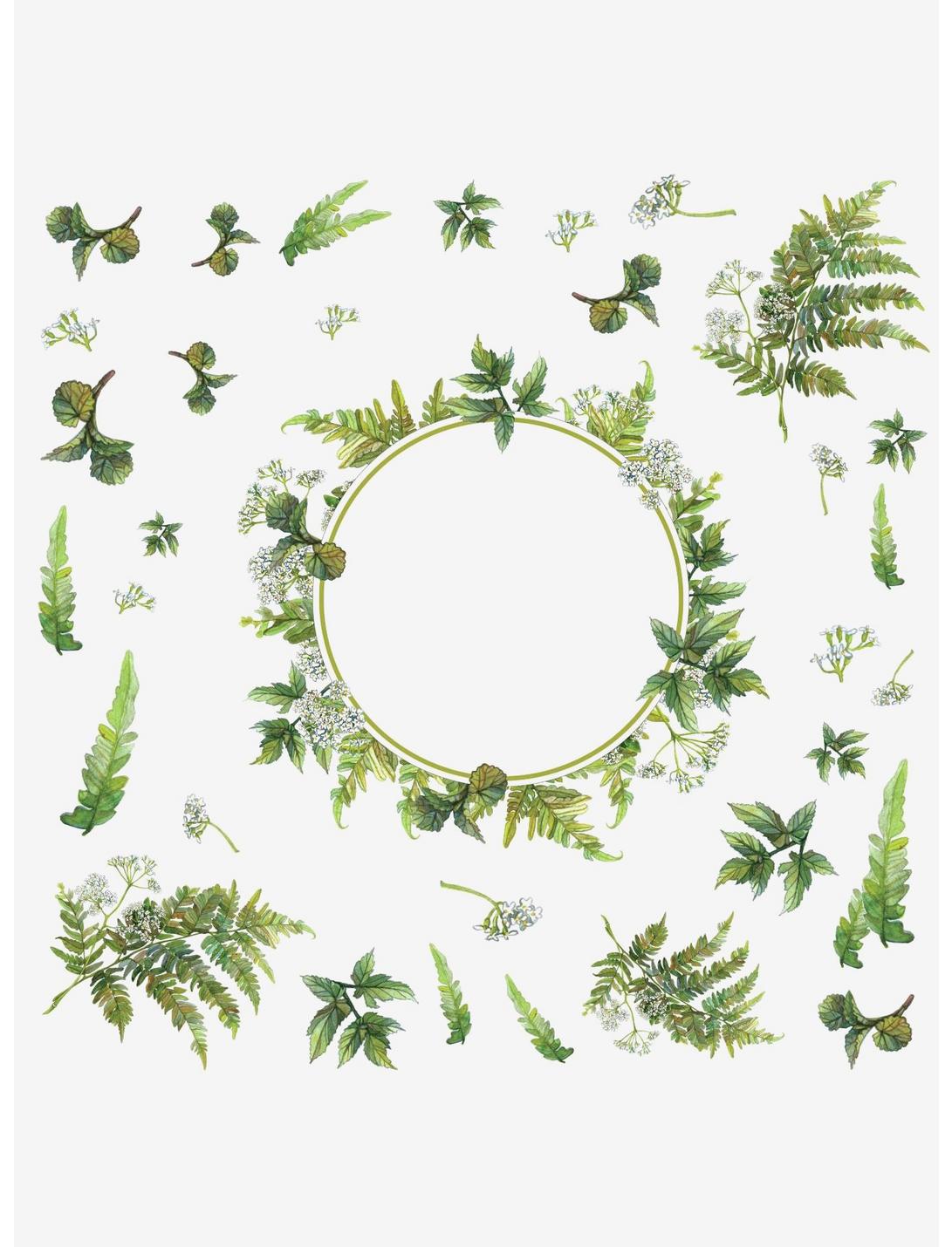 Fern Peel & Stick Decals With Circle Mirror, , hi-res