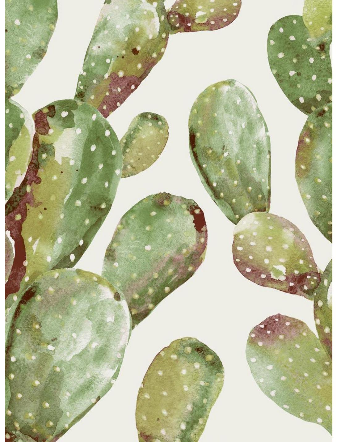 Green Prickly Pear Cactus Peel & Stick Wallpaper, , hi-res