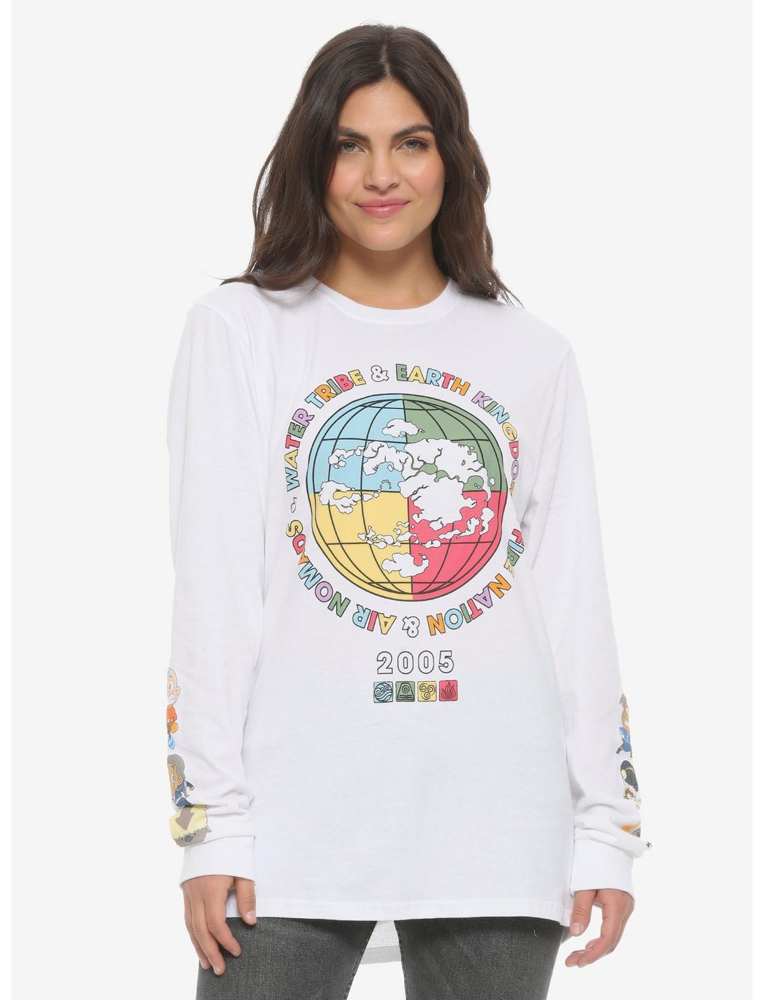 Avatar: The Last Airbender Global Bender Map Women's Long Sleeve T-Shirt - BoxLunch Exclusive, MULTI, hi-res