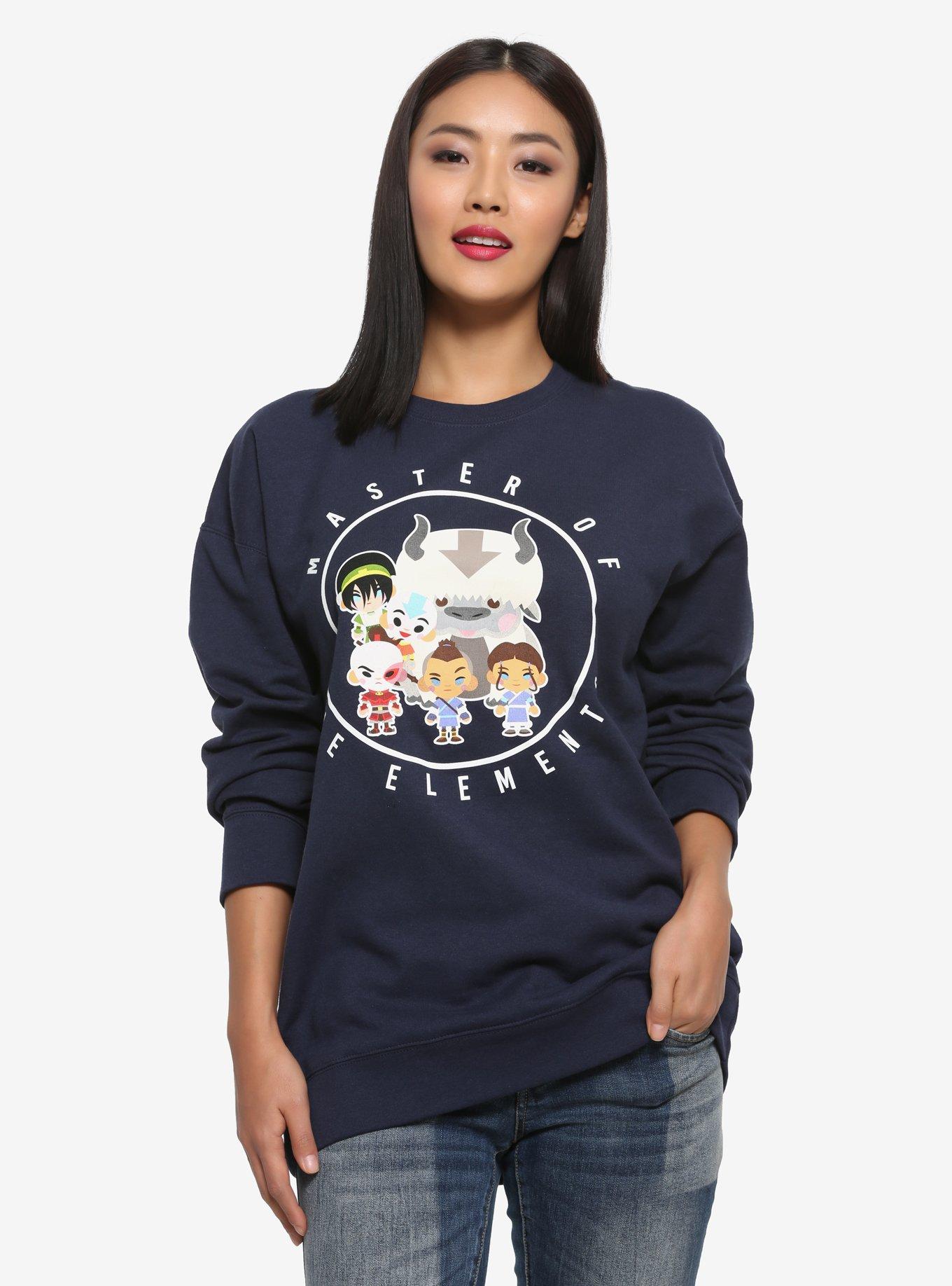 Avatar: The Last Airbender Chibi Master of the Elements Crewneck - BoxLunch Exclusive, NAVY, hi-res