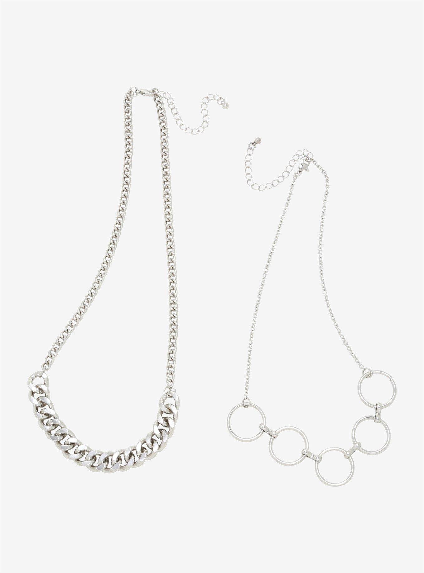 Silver Chain & O-Ring Necklace Set, , hi-res