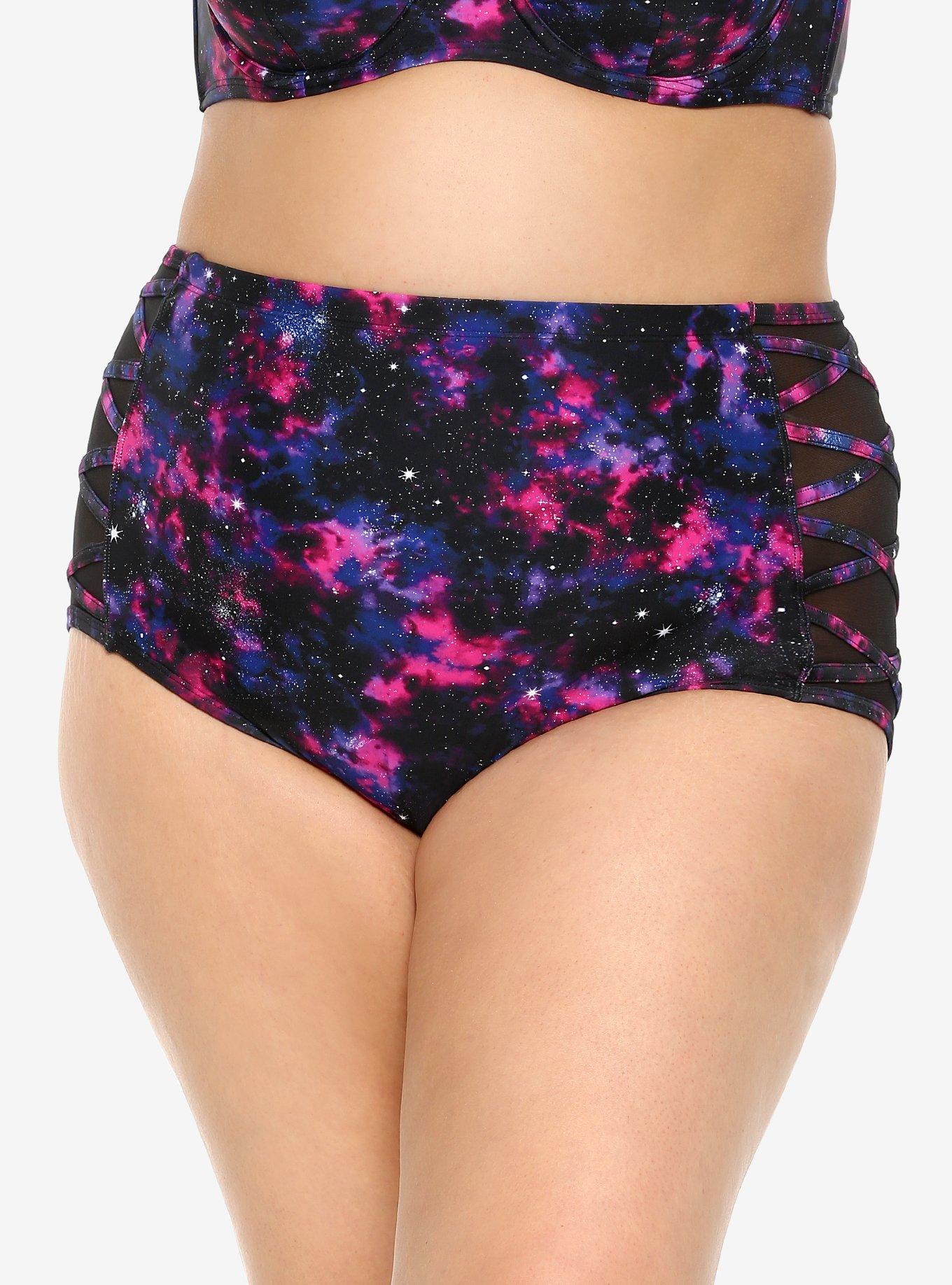 Galaxy High-Waisted Swim Bottoms Plus Size, MULTI, hi-res