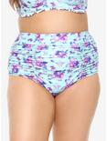Blue Floral & Polka Dot Ruched High-Waisted Swim Bottoms Plus Size, MULTI, hi-res