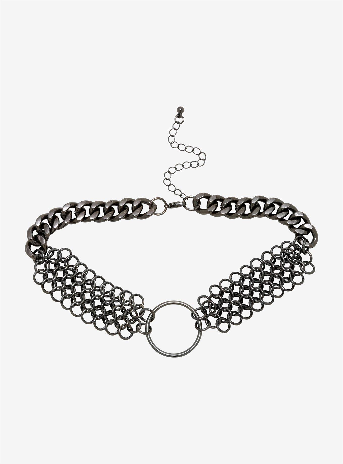 O-Ring Chain Mesh Choker, , hi-res