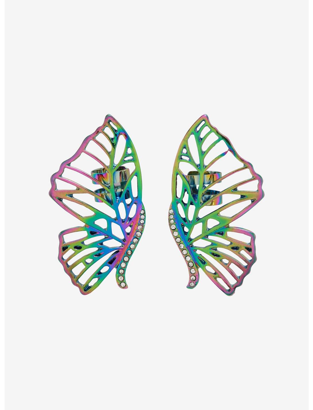 Iridescent Fairy Wing Cuff Earrings, , hi-res