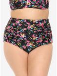 Bright Floral & Polka Dot Ruched High-Waisted Swim Bottoms Plus Size, MULTI, hi-res
