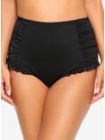 Black Ruched High-Waisted Swim Bottoms, MULTI, hi-res