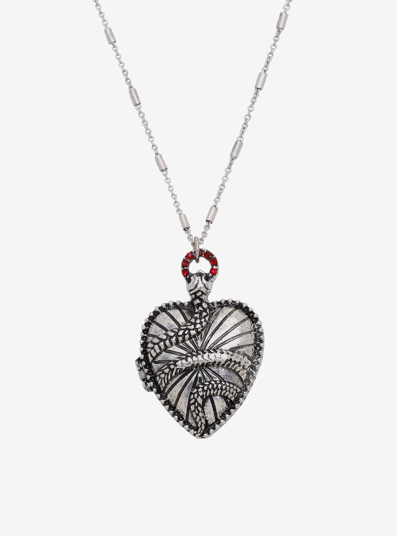 Snake Heart Locket Necklace, , hi-res