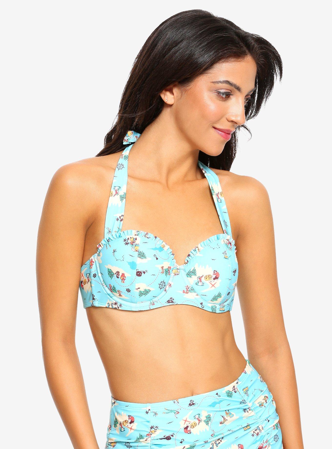 Disney Peter Pan Never Land Map Halter Swim Top, MULTI, hi-res