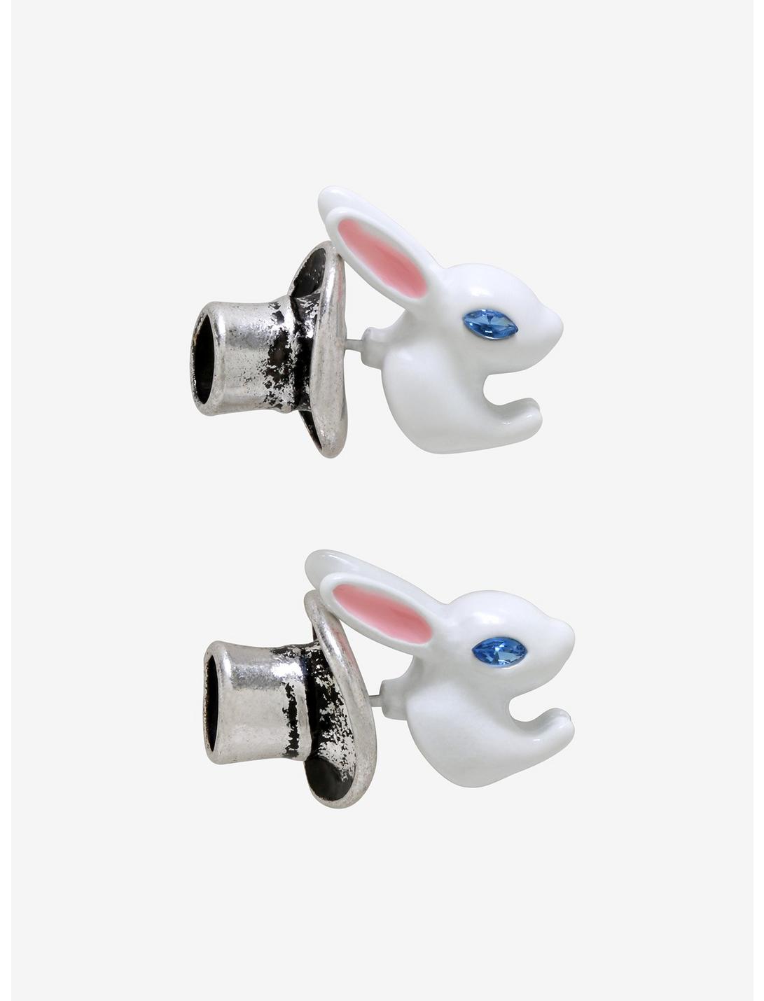 Bunny Top Hat Front/Back Earrings, , hi-res