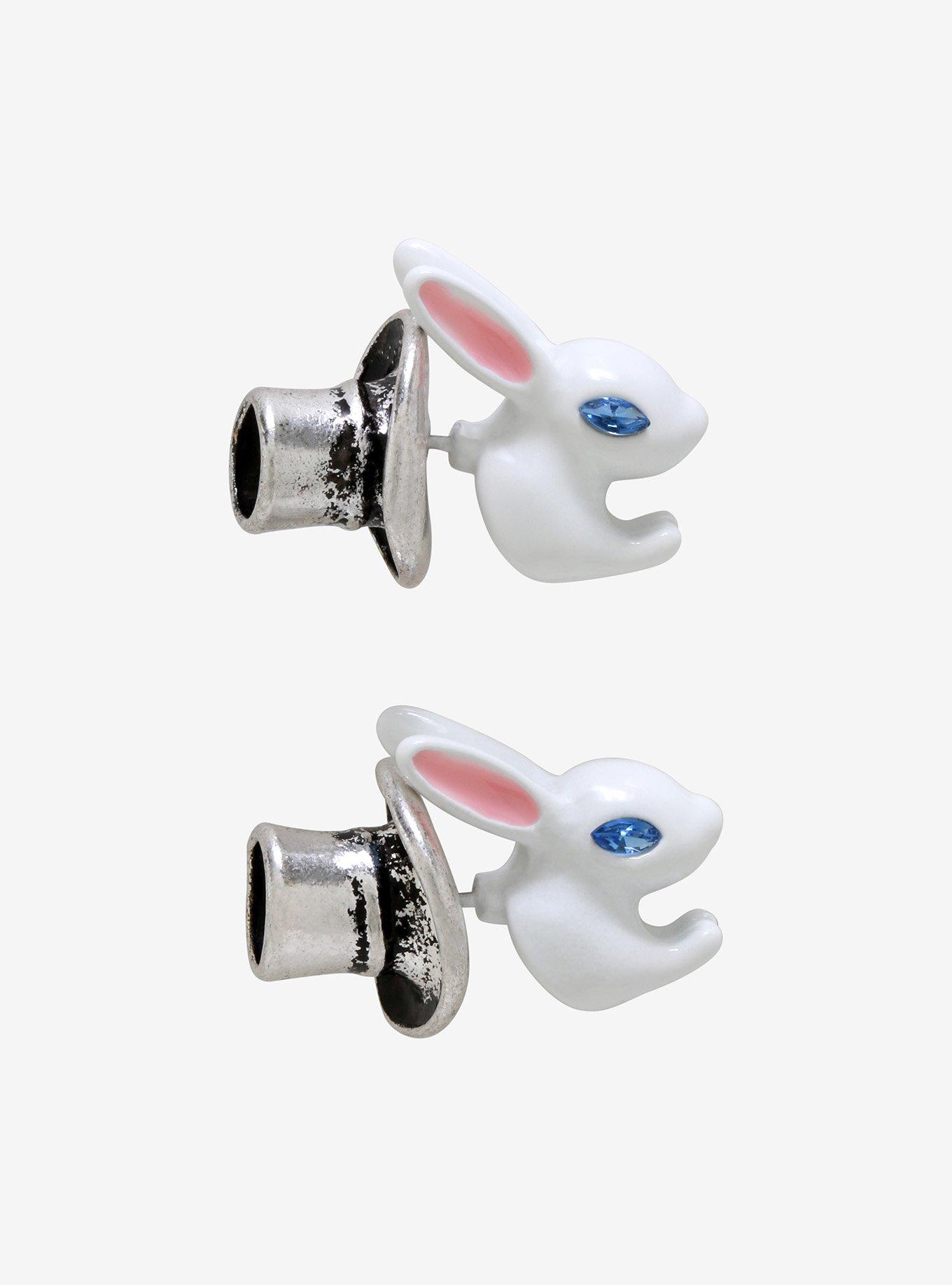 Bunny Top Hat Front/Back Earrings, , hi-res