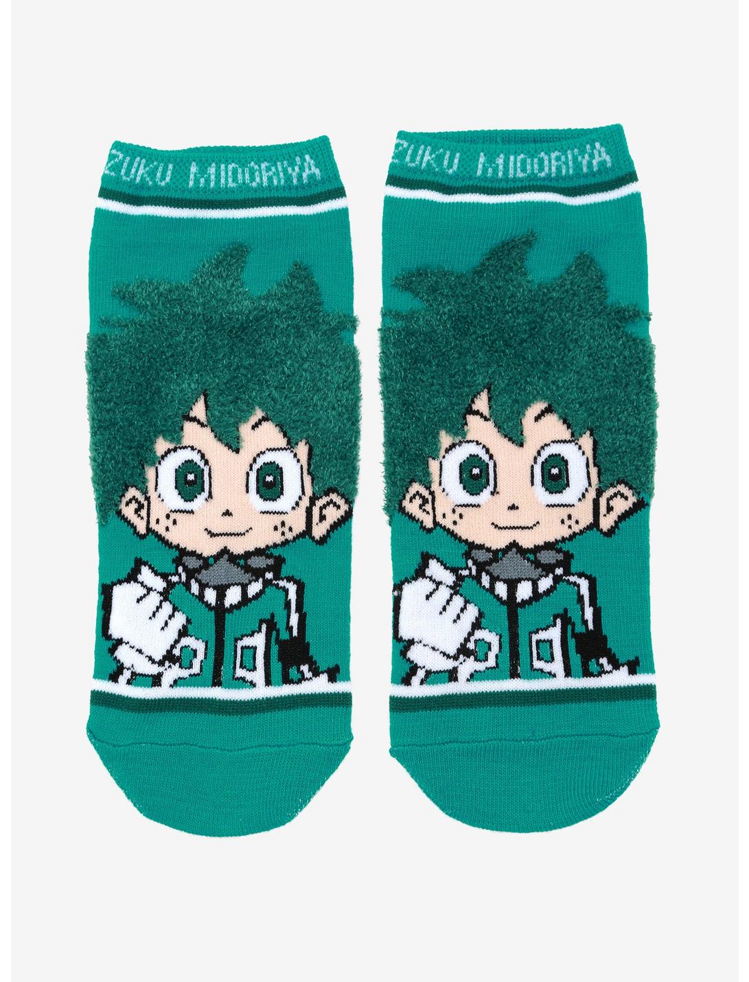 My Hero Academia Izuku Midoriya Fuzzy No-Show Socks, , hi-res