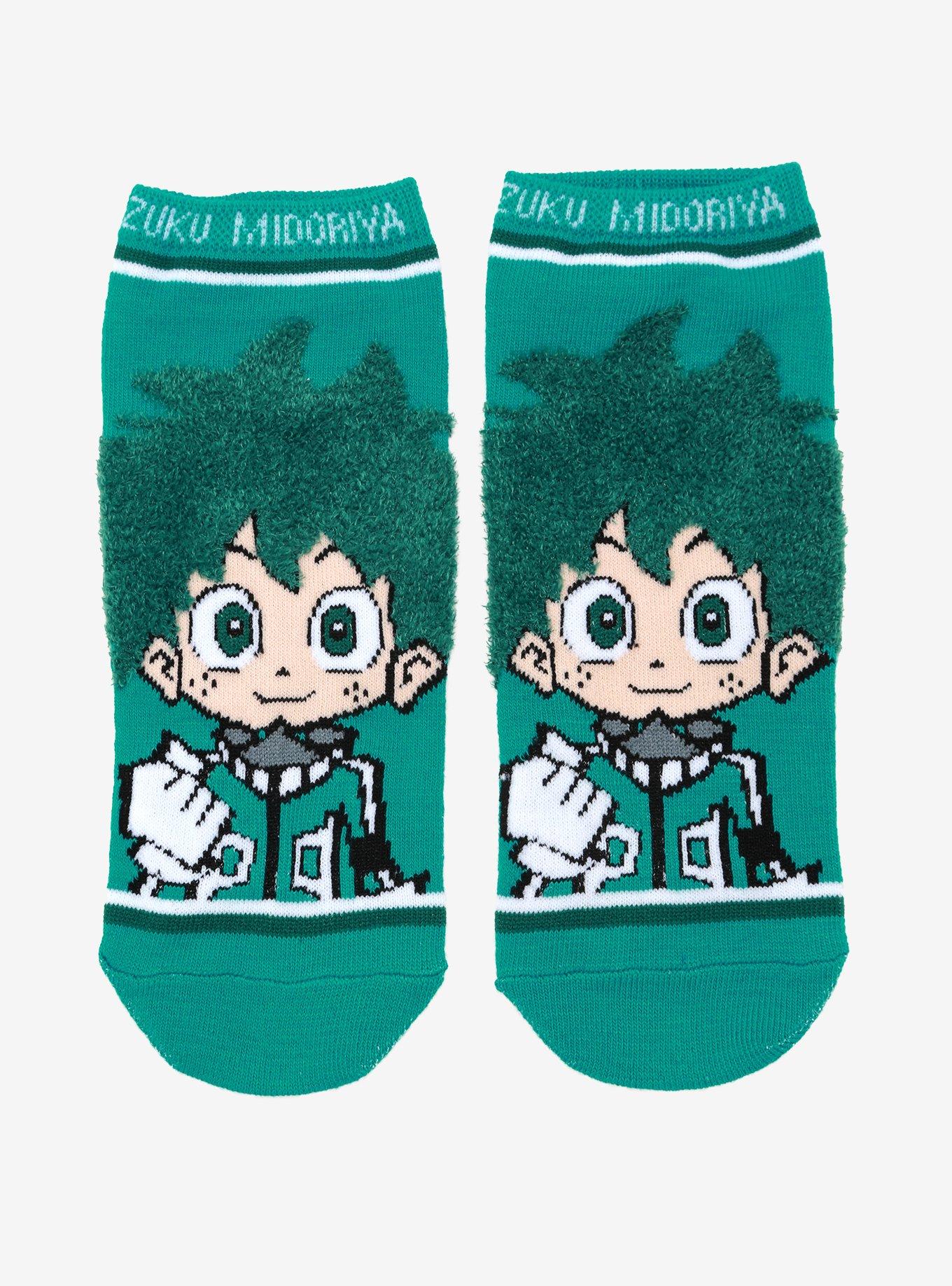 My Hero Academia Izuku Midoriya Fuzzy No-Show Socks, , hi-res