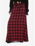 Red & Black Plaid Maxi Button-Front Skirt, PLAID-RED, hi-res