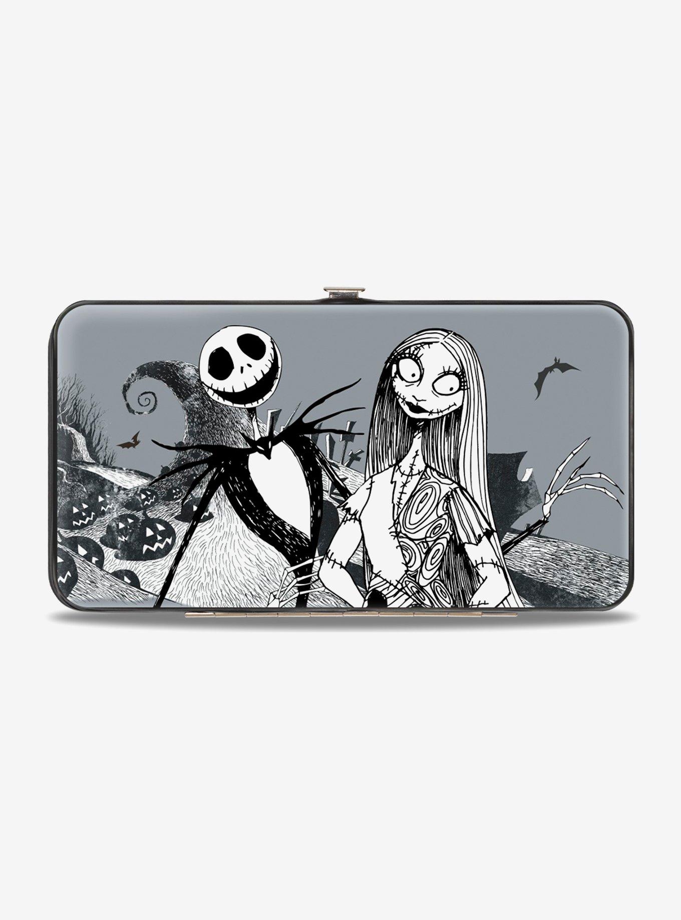 The Nightmare Before Christmas Jack & Sally Greyscale Hinged Wallet, , hi-res