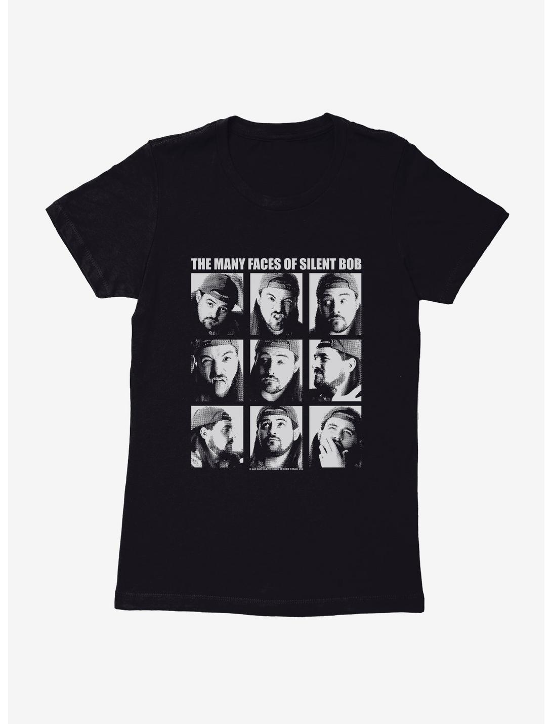 Jay And Silent Bob Reboot The Many Faces of Silent Bob Womens T-Shirt, BLACK, hi-res