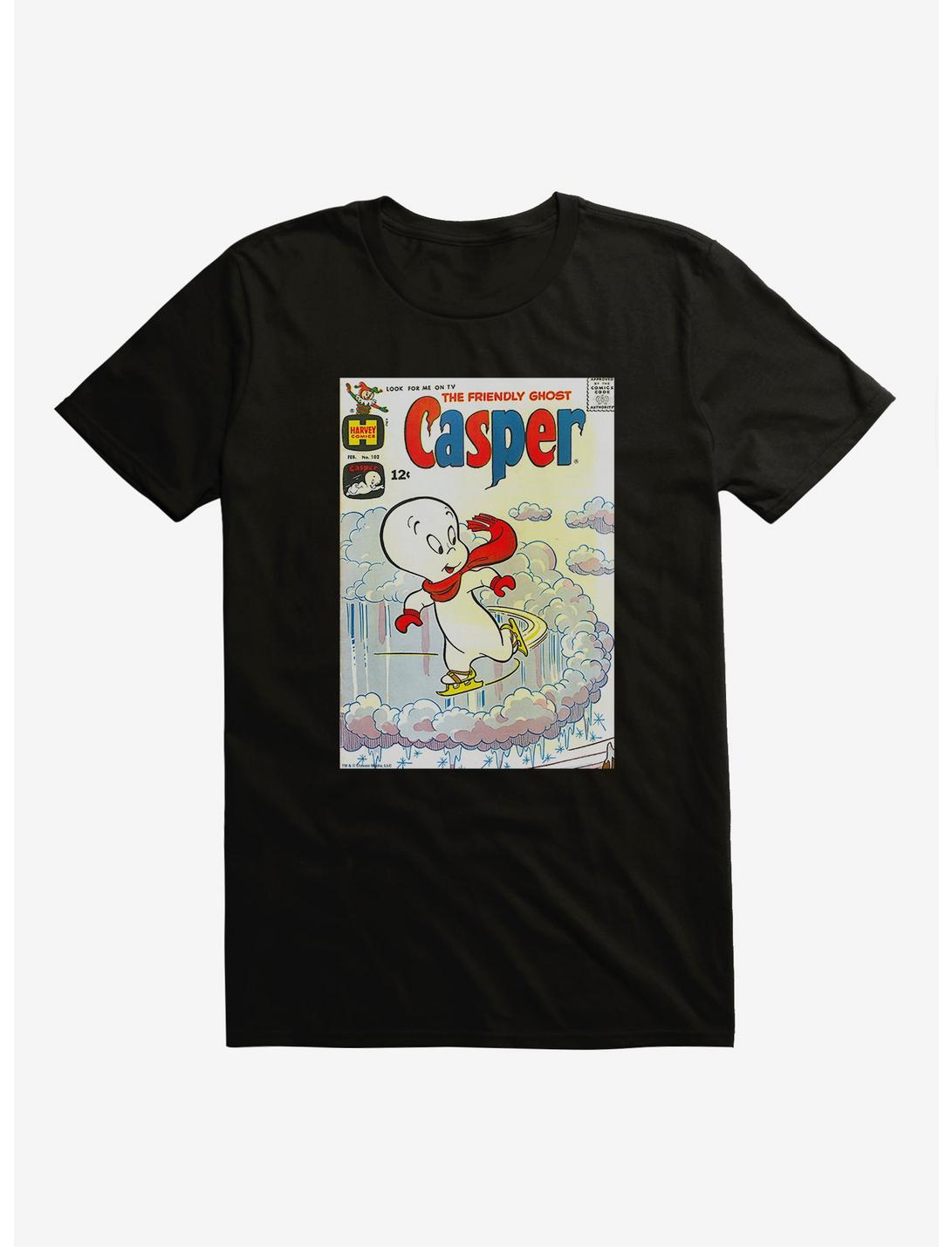 Casper The Friendly Ghost Skates And Snow Comic Cover T-Shirt, BLACK, hi-res