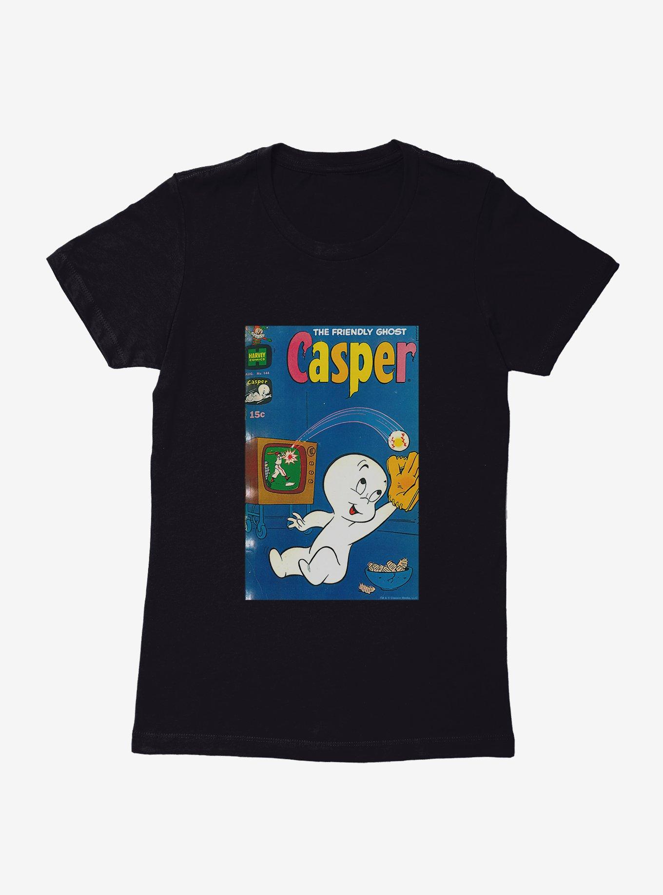 Casper The Friendly Ghost Baseball Comic Cover Womens T-Shirt, BLACK, hi-res