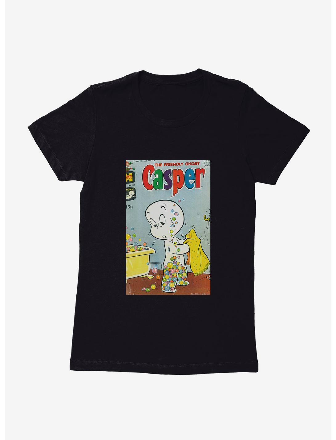 Casper The Friendly Ghost Bubbles Comic Cover Womens T-Shirt, BLACK, hi-res