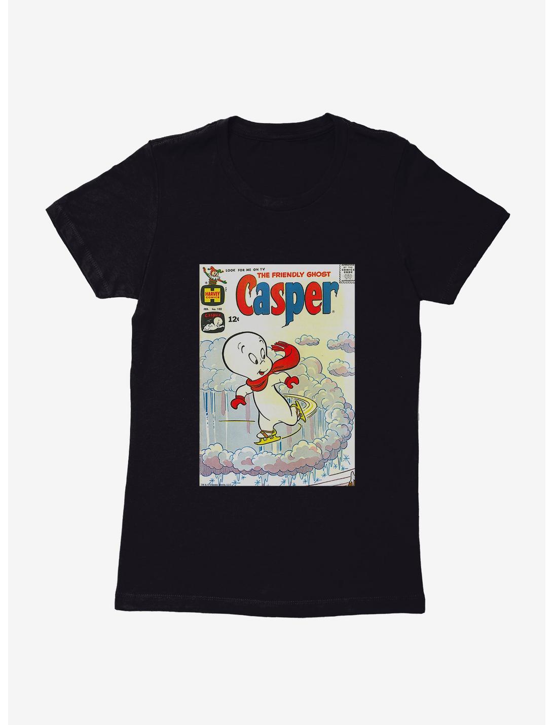 Casper The Friendly Ghost Skates And Snow Comic Cover Womens T-Shirt, BLACK, hi-res
