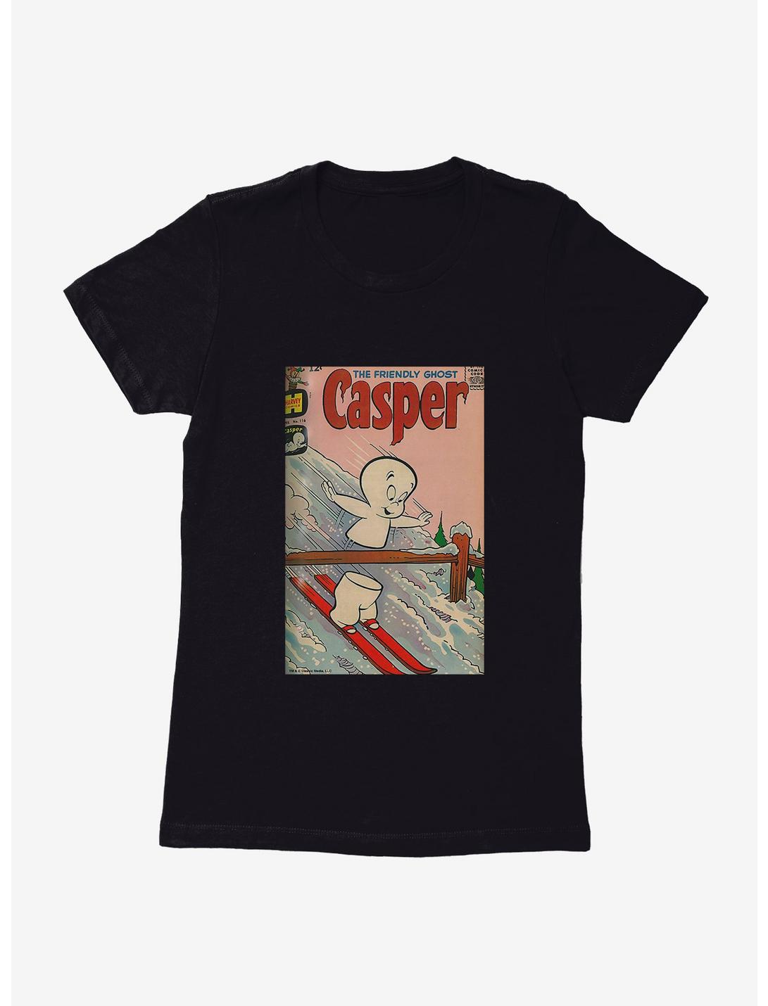 Casper The Friendly Ghost Snow Fun Comic Cover Womens T-Shirt, BLACK, hi-res