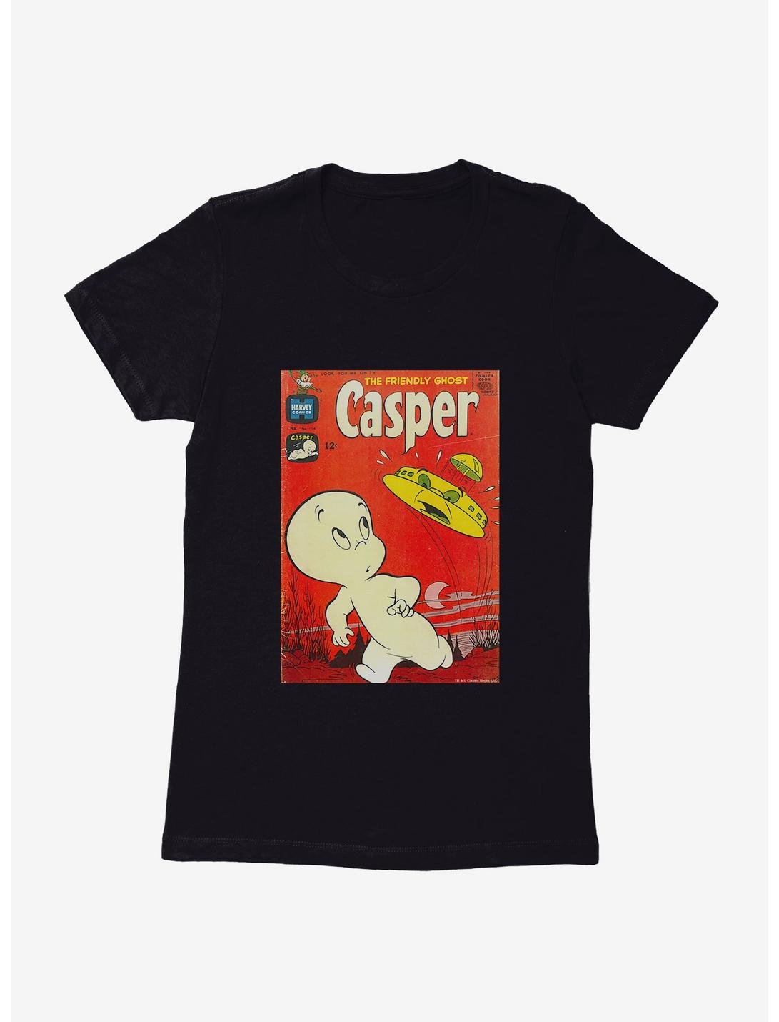 Casper The Friendly Ghost UFO Comic Cover Womens T-Shirt, BLACK, hi-res