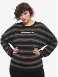 Emotionless Striped Girls Long-Sleeve T-Shirt Plus Size, RED, hi-res