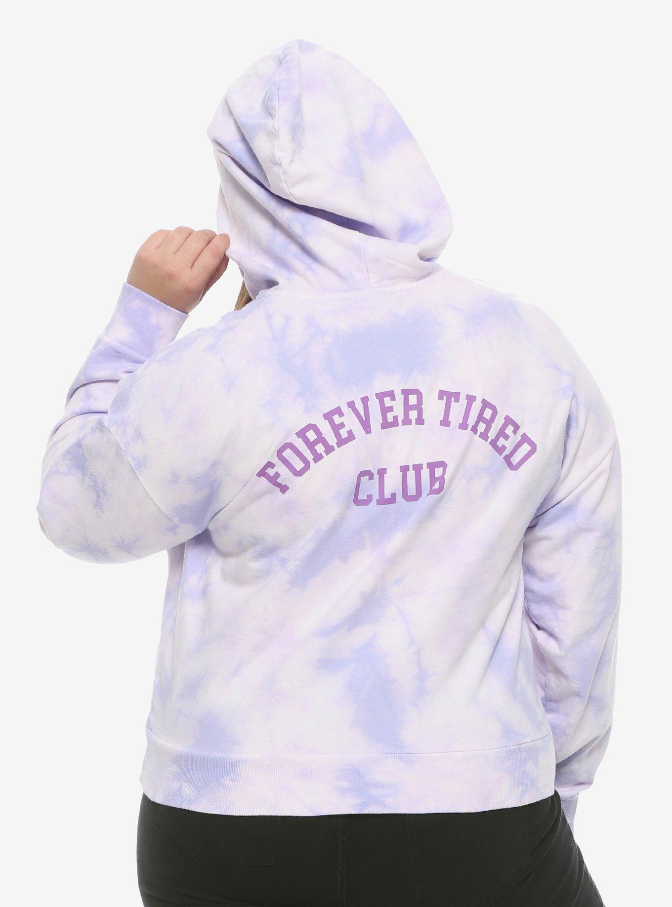 Forever Tired Club Tie-Dye Girls Crop Hoodie Plus Size, WHITE, hi-res