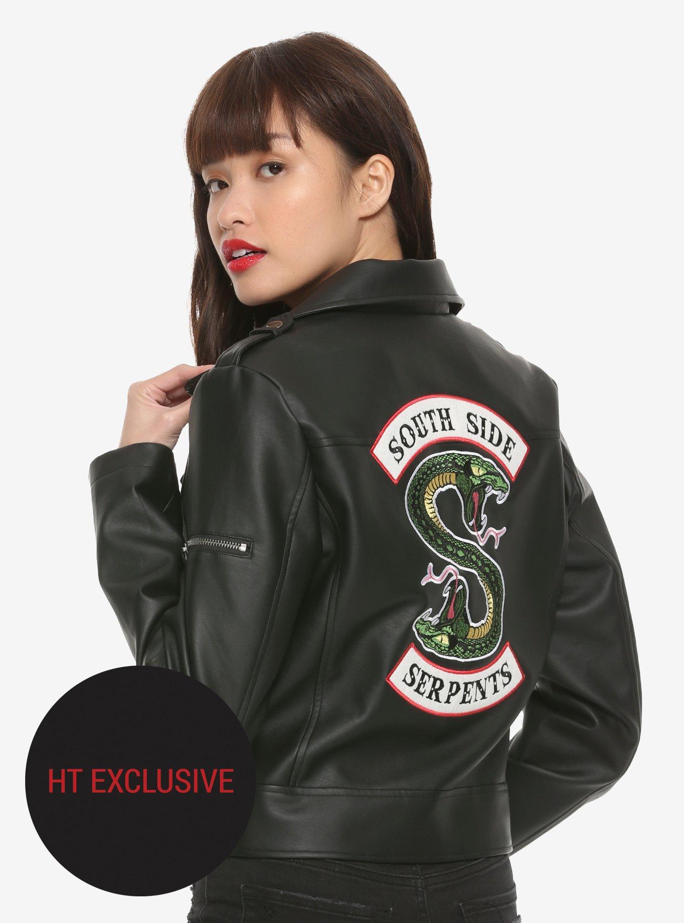 Riverdale Southside Serpents Faux Leather Girls Jacket Hot Topic Exclusive, BLACK, hi-res