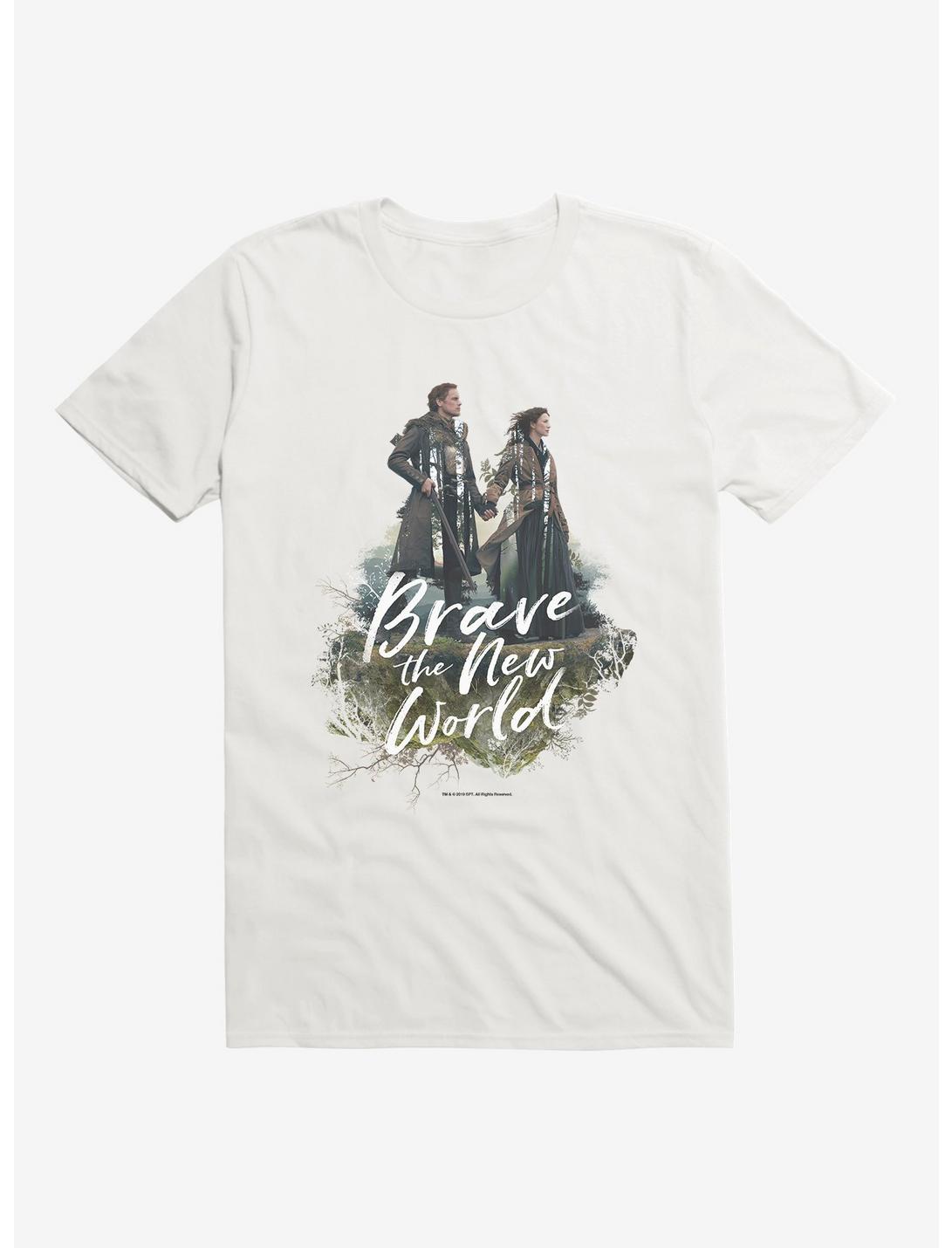 Outlander Jamie Claire Brave New World Poster T-Shirt, WHITE, hi-res