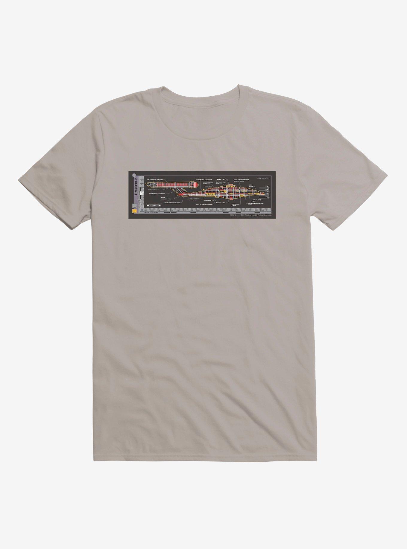 Star Trek NX-01 Ship Blueprints Side T-Shirt, LIGHT GREY, hi-res