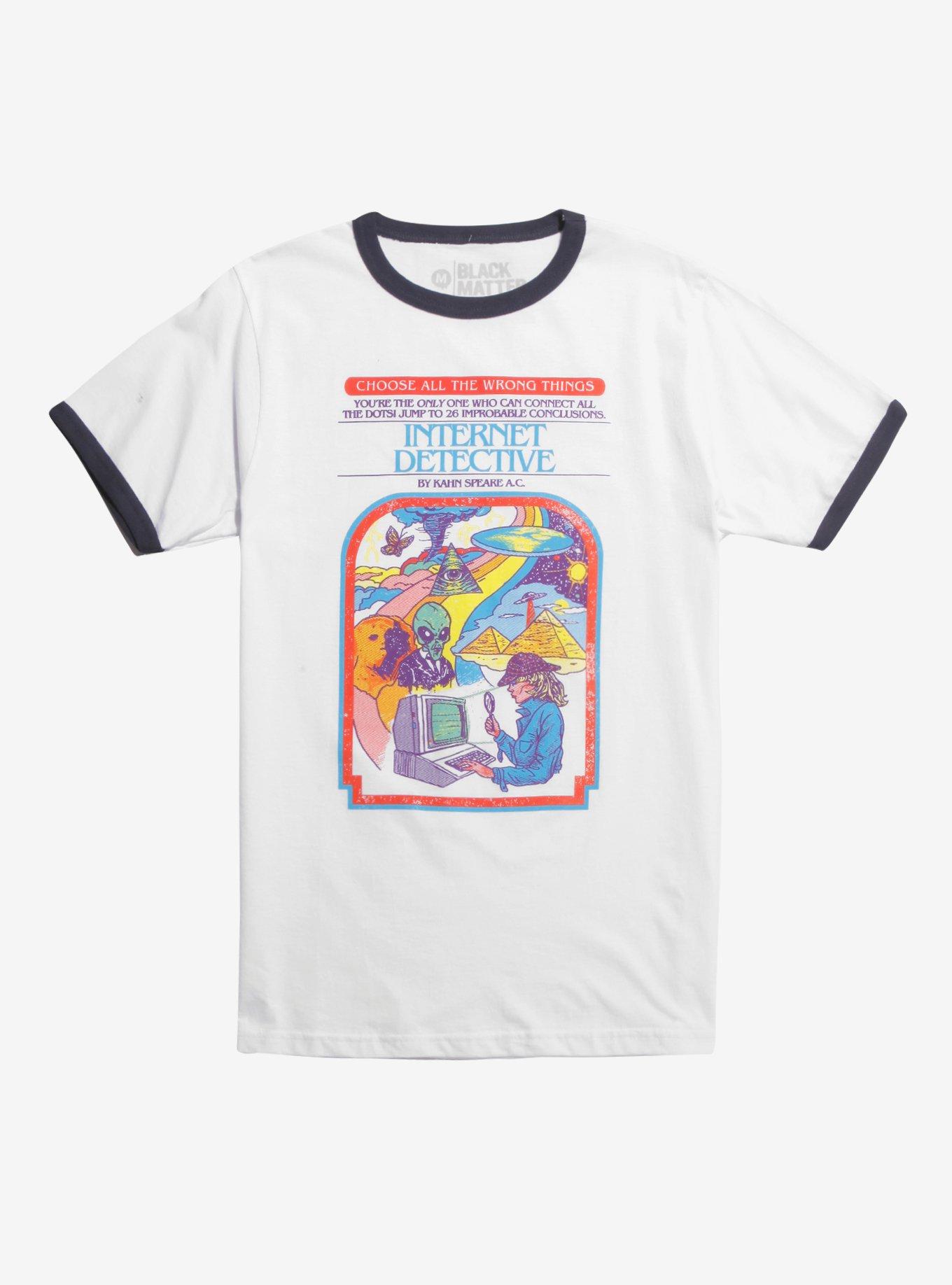 Internet Detective Ringer T-Shirt, WHITE, hi-res